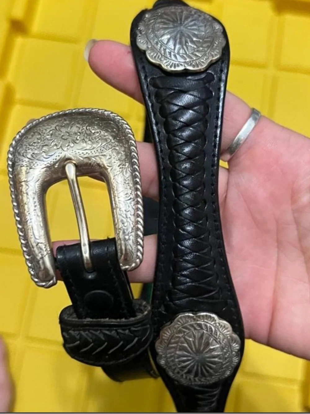Resistol Western Genuine Leather Silver Studded Belt